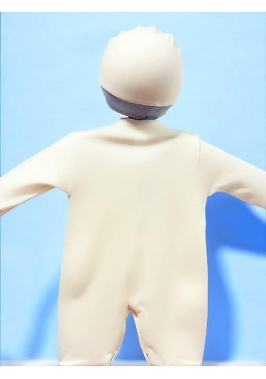 Erkek Bebek Ayıcıklı Papyon Detaylı Tulum-15299 Bej