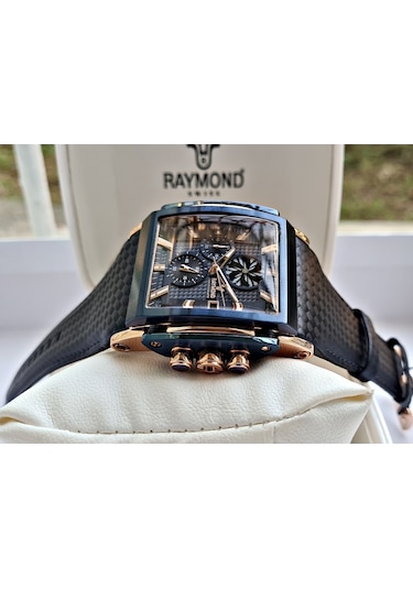 Raymond Swiss Lacivert Köşeli Erkek Kol Saati