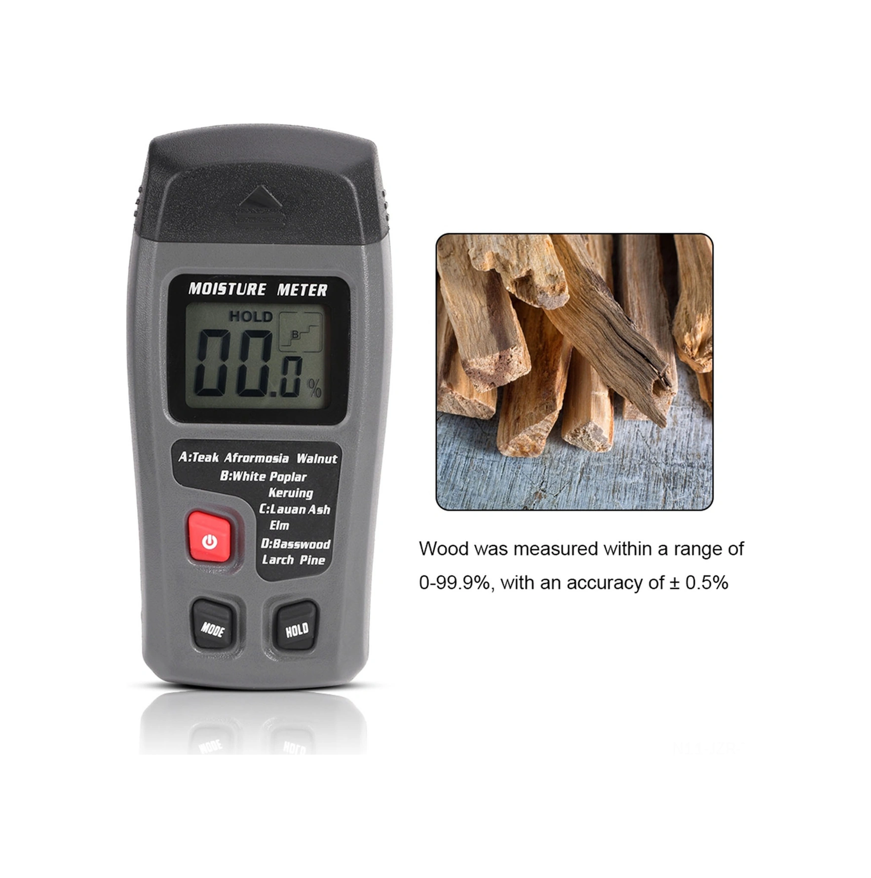 Geeroyoo Ahşap Nem Ölçer - Taşınabilir 4 Modlu %0-99.9 Doğruluklu Nem Miktarı Testeri Pil Dahil Değil