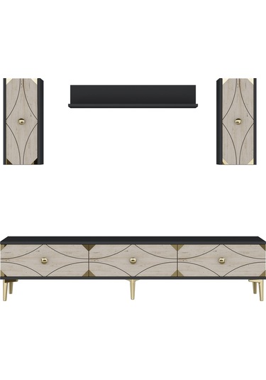 Tvr1897atg Alfa Tv Ünitesi Takımı Antrasit-traverten-gold 180cm