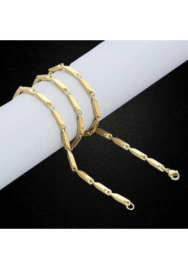 Çelik Kolye Titanyum Melon Düz Model 2 Mm 55 Cm Altın Sarısı Gold Gold