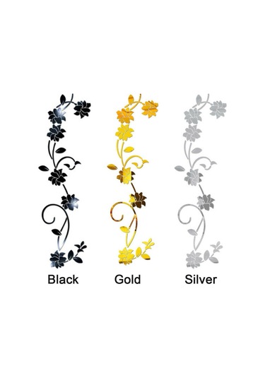 Çıkarılabilir 3d Sanat Duvar Resmi Çiçek Şekli Ayna Duvar Çıkartmaları Çıkartma Altın