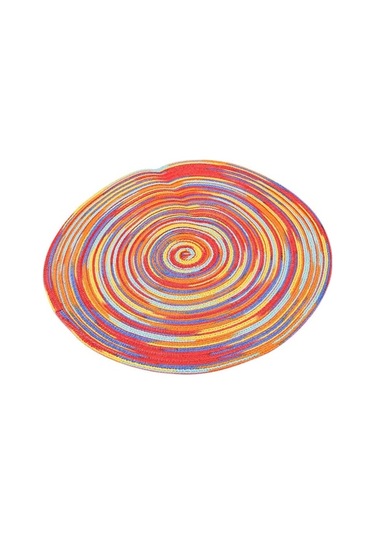 Ulzyvf Yuvarlak Yemek Set Renkli Renkli Paspaslar Örtüsü Örgülü Mutfak Masası Çok 6'lı Vh Çok Renkli