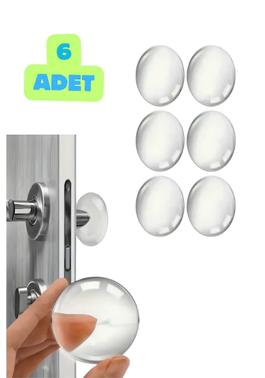 6 Adet Şeffaf Silikon Kapı Kolu Mobilya Koruma Çift Taraflı Yapışkanlı Stoper Duvar Koruyucu Seti