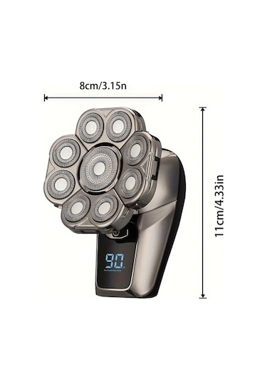 Uygun Olmak Erkekler İçin Mıguan 9'lu Elektrikli Saç Tıraşı Makinesi, Kablosuz Islak/kuru Kafa Tıraşı Makinesi, Döner Bıçaklı, Klipper, Burun Düzeltici, Fırça, Masaj Aleti, Dokuz Bıçaklı, Usb Şarj Edilebilir Lityum Pil 600mah