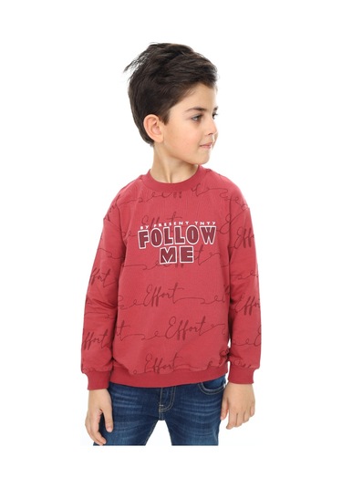 Toontoy Erkek Çocuk Follow Me Baskılı Sweatshirt Kiremit