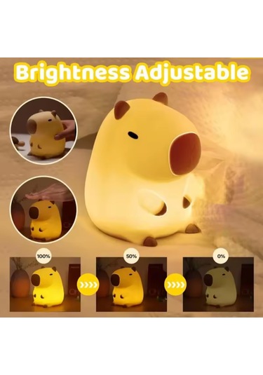 Sevimli Karikatür Kapibara Gece Lambası Silikon Hayvan Figürlü