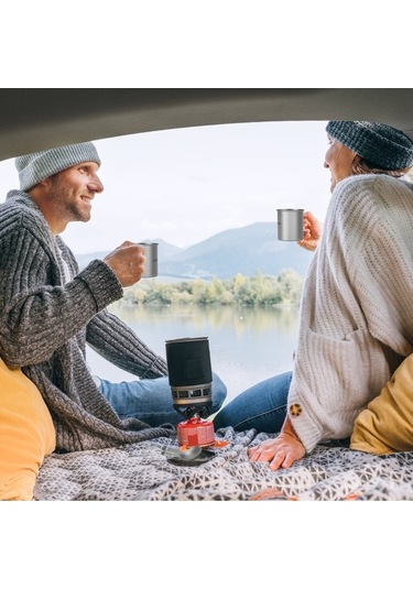 Fortunelane 300ml + 200ml Titanyum Bardak Çatal Kaşık Setli Katlanır Titan, Gümüş Renk Gümüş