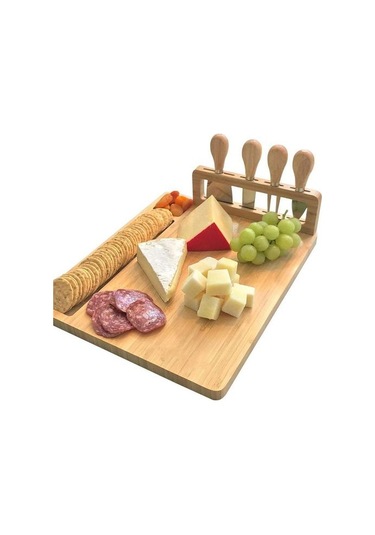 1pcs Bambu Peynir Tahtası Set Pişmiş Gıda Tabağı Et Tahtası Peynir Kesme Tahtası Parti Mutfak Gereçleri Kesme Tahtası Kesim Doğrama Blokları Ahşap