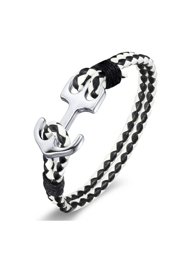 Deri Siyah Beyaz Bileklik Siyah Beyaz