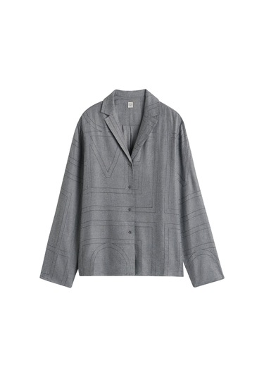 Toteme Monogram Desenli Flanel Pijama Üstü Gri
