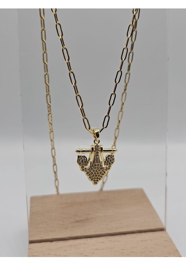 Vip Altın Kaplama Escudo Kalkan Çelik Kolye