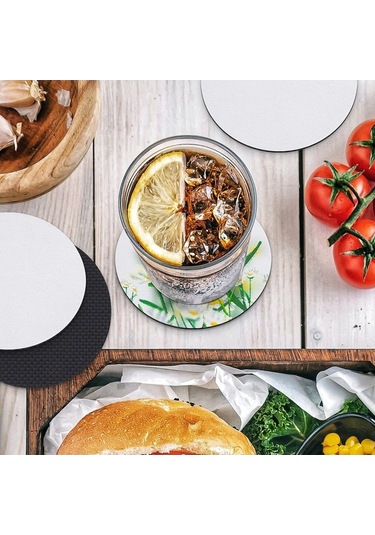 Ulzyvf Yuvarlak Sublimasyon Sublimasyon Siyah Boş Boş Beyaz Bardak Bardak Altlığı Altlığı Adet 42 - Mm Beyaz - Siyah