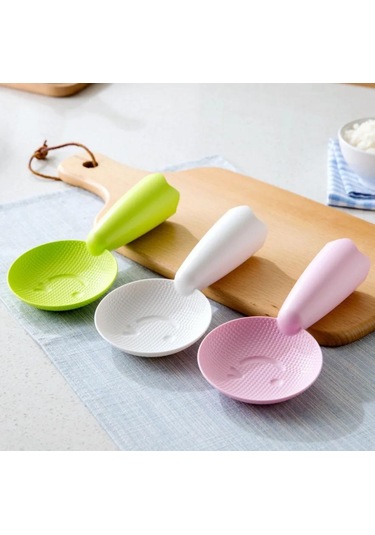 Yapışmaz Plastik Pirinç Kaşığı Sevimli Gülen Yüz Pirinç Spatulası Kepçe Pişirici Uzun Pişirme Pirinç Kaşığı Mutfak Gereci Sofra Takımı Aletleri Yeşil