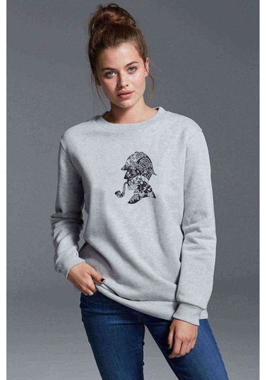 Silhouette Mr Baskılı Gri Kadın Sweatshirt