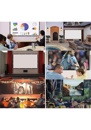 Lemestar 150 İnç Projeksiyon Ekranı 16:9 Hd Katlanabilir Taşınabilir Projeksiyon Ekranı K Çok Renkli-9