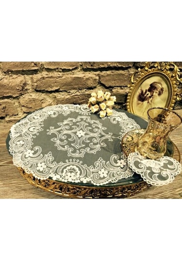 Royal Nazik Dantel Tepsi Örtüsü Ve Bardak Altlığı Seti 7 Parça (551505446)