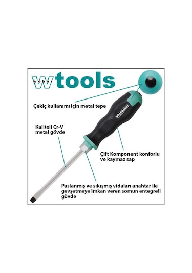 Weber Tools Düz Uçlu Tornavida 80 x 175 MM Somunlu Gövde ve