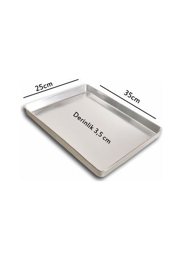 5 Adet - Tek Kullanımlık Alüminyum Tepsi - 25x35x3,5 Cm 145 Gr Gri