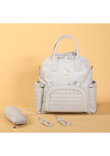 M&y Kitty Deri Anne Bebek Bakım Sırt Çantası 7271 Gri 001