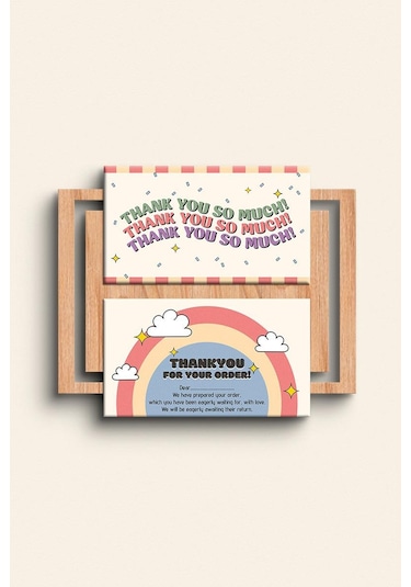 İngilizce Thank You Çift Yön Paketleme Teşekkür Kartı Pytktskk31