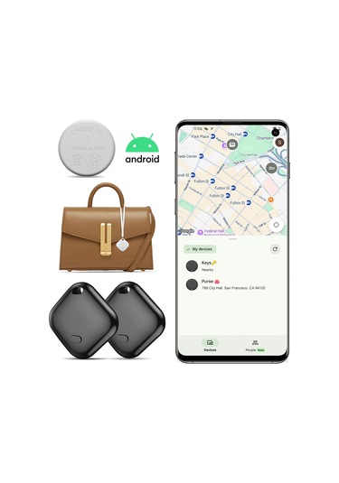 Maiyame Android Cihazlar İçin Google Onaylı F02-b Bluetooth Takipçi, Anahtar/esya Kayıp Engelleme, 150m Menzil, Ip67 Su Geçirmez, 2 Adet Siyah + Askı Ve Pil