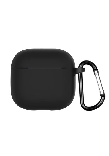 Airpods 4. Nesil Uyumlu Mat Silikon Koruyucu Kılıf+kanca Siyah