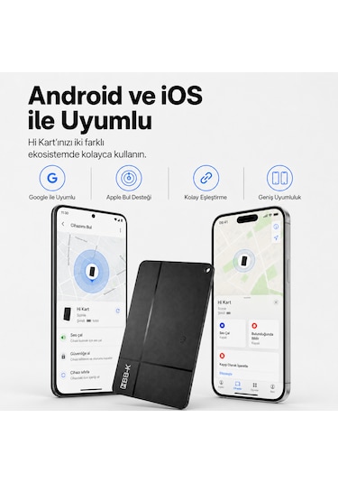 Hi Kart Apple Uyumlu iOS&android Takip Cihazı & Dijital Kartvizit Siyah 4'lü Paket