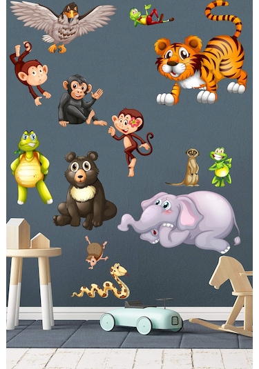 Sevimli Hayvanlar Çocuk Odası Duvar Sticker Seti