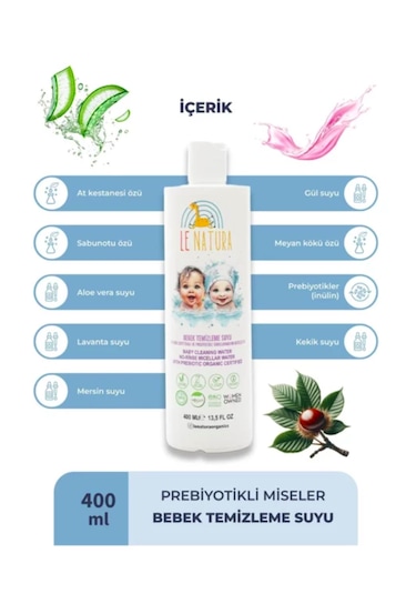 Le Natura Prebiyotikli Durulanmayan Bebek Miseler Su 2 X400 Ml