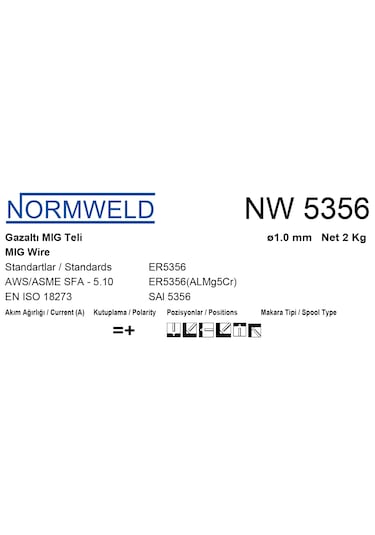 Normweld 5356 1.00mm Alüminyum Kaynak Teli 2kg
