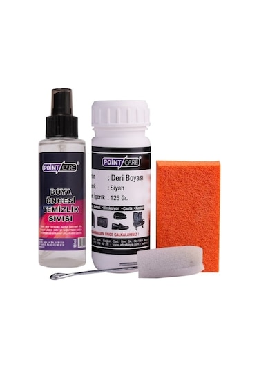 Point Care Siyah Mont Direksiyon Deri Boyası + Temizleme Sıvısı Set