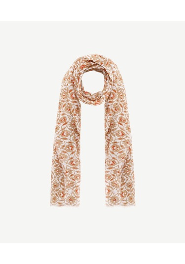 Yargıcı Keten Karışımlı Çiçekli Şal 25yksl1036x 003 Kahverengi