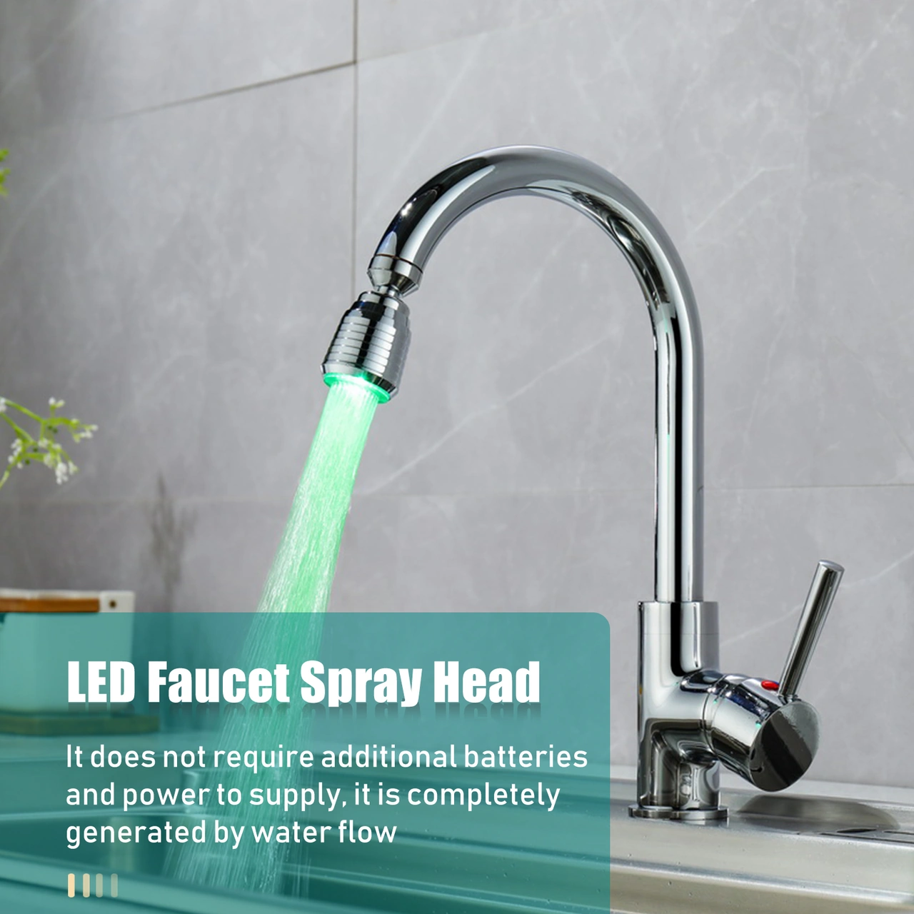 Kosona Led Su Fişi Uçu 360 Döner 7 Renkli Işık Hızlı Flash Su Basıncı İle Çalışır Mutfak/banyo Diğer