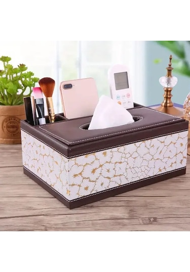 Sunshine011 Black Ldq 4 Bölmeli Çok Amaçlı Suni Deri Mendil Ve Saklama Kutusu, Uzaktan Kumanda Ve Ev Eşyaları İçin Siyah