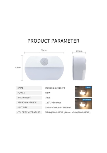 Sıcak Beyaz Hareket Sensörü Gece Lambası Aaa Akülü Lamba Kabine Depoları Mutfak Işıkları Duvar Merdiven Dolap Koridor Yatak Odası Gece Lambası Sıcak Beyaz