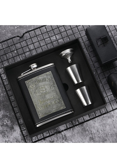 Sones Taşınabilir Paslanmaz Çelik Kalça Matarası Seti Şarap Kadehi Hunisi, Stil: 8oz New Jack Patch Core