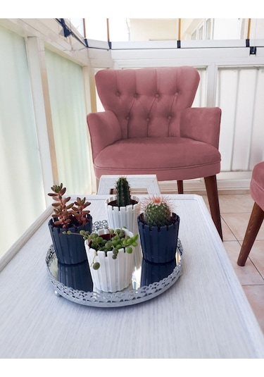 Kayser Home Berjer - Tekli Koltuk - Düz Renk Babyface Kumaş - Ahşap Ceviz Ayak - Gül Kurusu Gül Kurusu