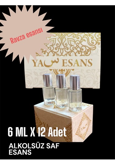 12 Adet Ravza I Mutahhara Esansı 6 Ml Bilyalı Cam Şişesinde