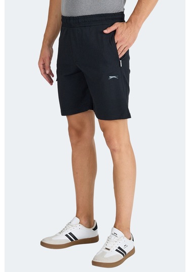 Slazenger Neck I Erkek Fermuar Cepli Siyah Şort Siyah