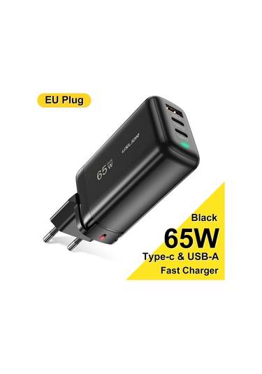 Uslıon 65w Gan Hızlı Şarj Usb Tip C Şarj Qc4.0 Pd3.0 Hızlı Şarj Xiaomi İphone Uyumlu Black Eu Plug