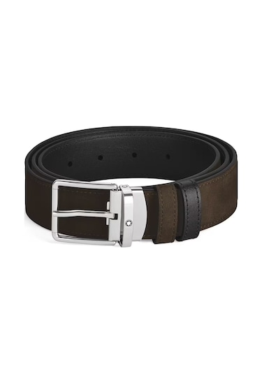 Montblanc Everyday Kahverengi - Siyah 35 Mm Çift Taraflı Deri Kem