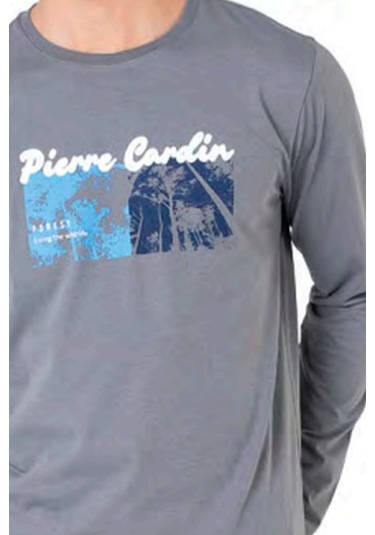 Pierre Cardin 6096 Erkek Uzun Kollu Bisiklet Yaka Pijama Takımı-gri Gri Melanj