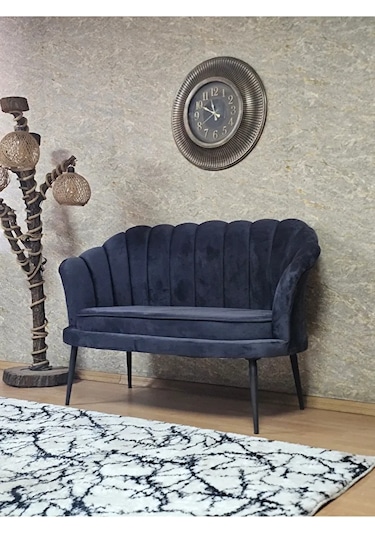 İkili İstiridye Siyah Boyalı Sivriltme Ayak Çay Seti Koltuk İkili Çok Renkli