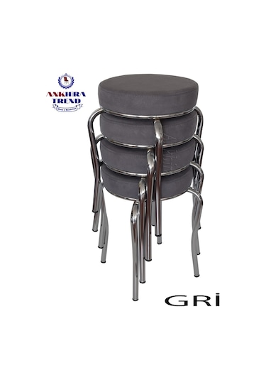 Tabure (Krom Ayaklı) (4 Adet) - Mutfak Balkon Taburesi