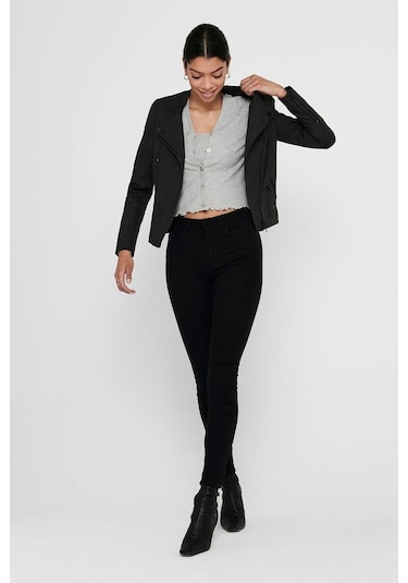 Only Bayan Deri Ceket 15102997- Siyah