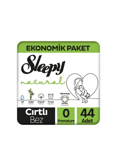 Sleepy Natural Ekonomik Paket Bebek Bezi 0 Numara Premature 44 Adet
