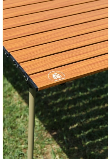 Alüminyum Kamp Masası Xxl Katlanabilir 120 55 50 Ahşap Rengi Kahverengi