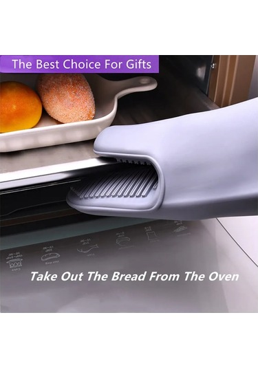 Maiyame Tekli Silikon Isı Yalıtkan Eldiven - 28cm X 10.2cm, -40 C 230 C Sıcaklığa Dayanıklı, Su Geçirmez Ve Kaymazdir Gri EP83