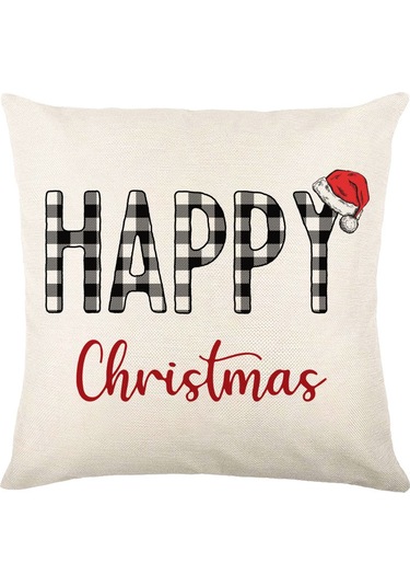 Cartoon Hand-painted Style Christmas Decorative Pillow No.112 Ekru